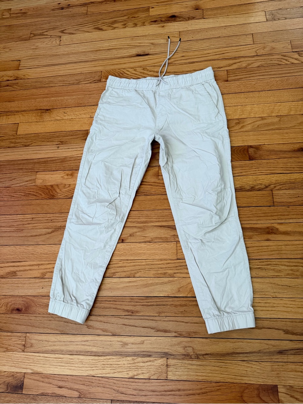 Zara Dance Studio flex elastic waist Beige Drawstring Joggers Sz L active sport